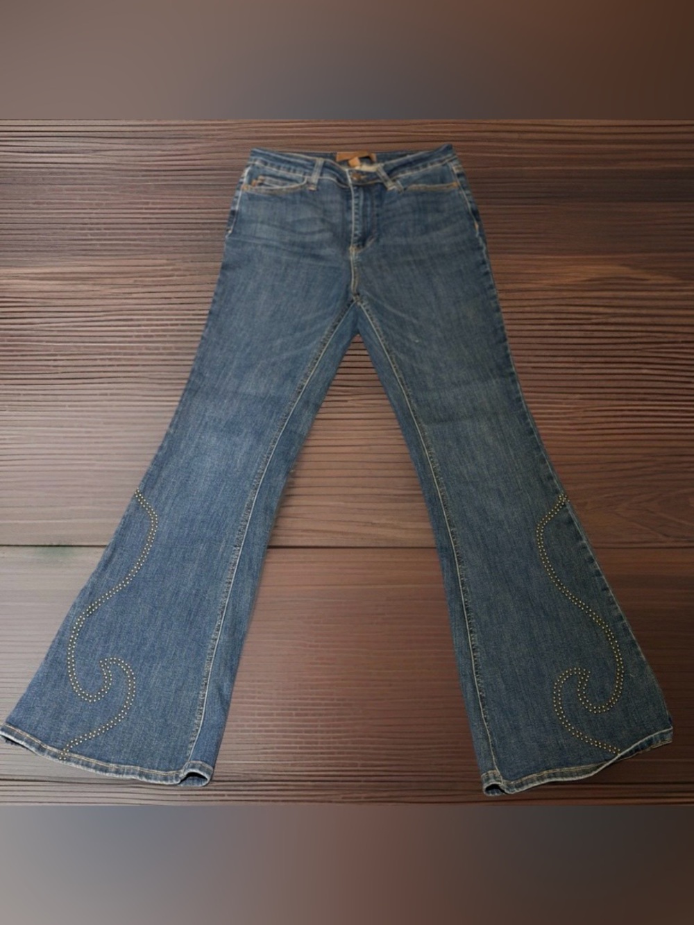 Judy Blue Indigo Flare Jeans with Decorative Stitching 0013 - Picture 2 of 14